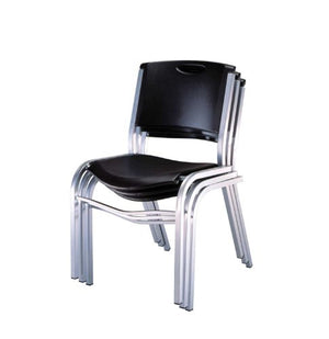 Lifetime Stacking Chair, Black/Silver Steel Frame, 4 Pack