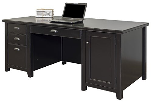 Martin Furniture Tribeca Loft Double Pedestal Computer Desk, Black