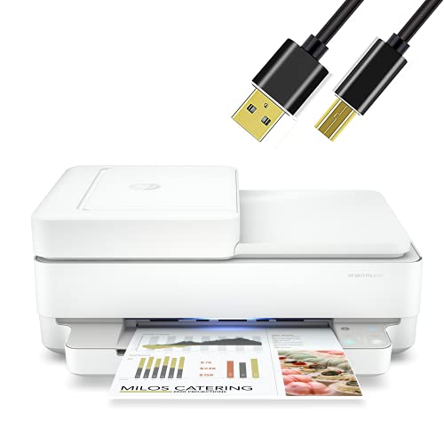 H-P Wireless Inkjet Color Printer Mobile Print, Scan & Copy, Auto Document Feeder Features 2-Sided Printing, Multi-Page scanning, Smart contextual Control Panel Buttons with 6 ft Printer Cable