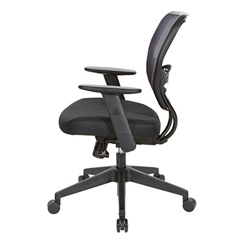 Office Star Space Seating 55 Series 24/7 Elite Ergonomic Office Chair with Breathable Air Grid Back, Lumbar Support, Memory Foam Seat, Icon Black Fabric