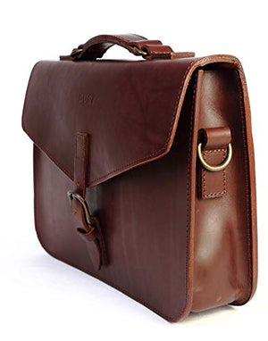 Dust leather business briefcase - DU122 (Cuoio Havana)