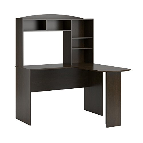 Ameriwood Home Dakota Space Saving L Desk with Hutch, Dark Russet Cherry