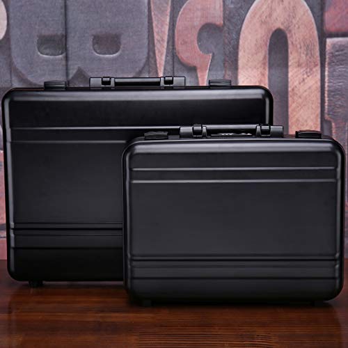 Aluminum Briefcase Large laptop case attache cases, TSA Customs Lock Custom space sponge shockproof Instrument, metal briefcase (black, 18.1X13.8X6.1 inch)