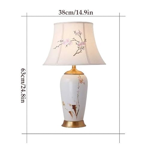 MAIYO Chinoiserie Hand Painted Floral Ceramic Table Lamp 24.8
