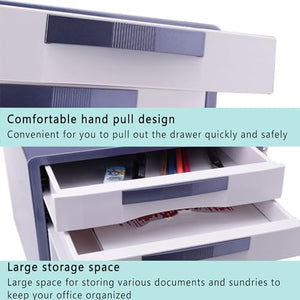 Pllrbvshs Desktop File Data Cabinet with Security Lock A4 Box, 5/7 Tier Brown/Blue Office Cabinet