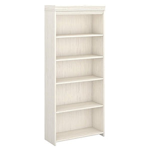 5 Shelf Wooden Library Bookcase, Adjustable Bookshelves, Open Storage Space, Durable And Versatile, Practical Furniture, Perfect For Living Room, Home Office, Bedroom, White Color + Expert Guide