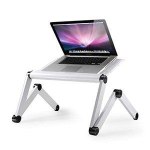 SFFZY Foldable Laptop Table, Ergonomic Height Angle Tilt Aluminum Desktop Tray Portable Computer Riser Table Cooler Folding Holder (Color : Silver)