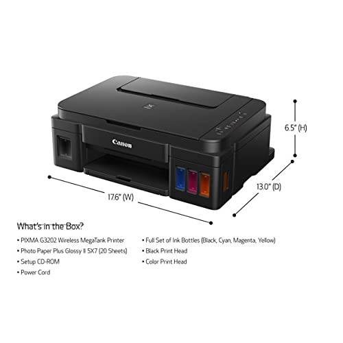 Canon PIXMA G Series Wireless MegaTank All-in-One Printer with Copier and Scanner, Fast Print Speeds, Built in Wi-Fi, Borderless Photos, Black, 32GB Durlyfish USB Card