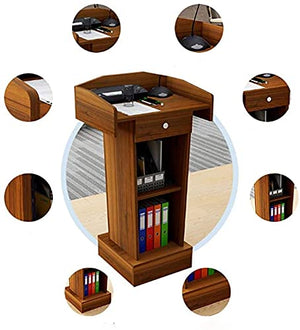 CAMBOS Solid Wood Lectern Podium Stand, Mahogany, Multi-Purpose Workstation