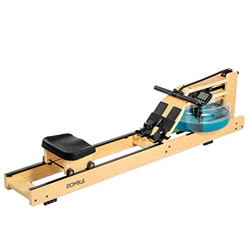 BOMBUS Water Rowing Machine for Home Use,Water Resistance Ash Wood Row Machine with LCD Monitor& Wide Seat Cushion Exercise Equipment for Men and Women Gyms Training Fitness Indoor Sports