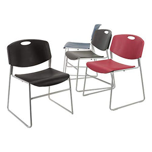 Norwood Commercial Furniture Heavy-Duty Plastic Stacking Chairs, Set of 4, Charcoal