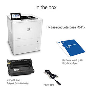 HP LaserJet Enterprise M611x Monochrome Duplex Printer with Dual-band Wi-Fi and Extra Paper Tray (7PS85A)