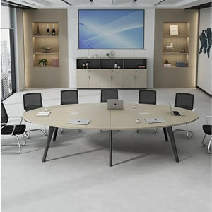 KAGUYASU 10FT Oval Conference Table with Wiring Box - Large Meeting Desk 118.1"x47.2"x29.5