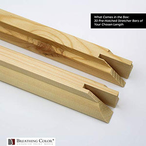 1.5" Deep Pre-Notched - 60", 30pk Stretcher Bars Measuring between Eight Inches & 72 Inches Long Crafted from Kiln-Dried Solid Pine Wood for Gallery Wraps of Your Photo Prints or Artwork For Display"