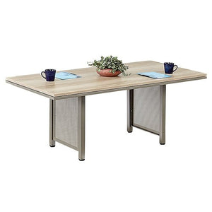 at Work 8' x 3.5' Conference Table Warm Ash Laminate/Brushed Nickel Painted Steel Frame