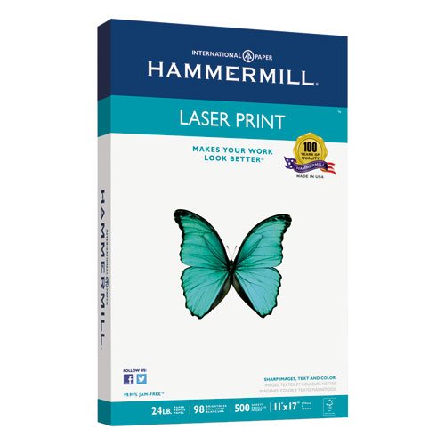 Wholesale CASE of 10 - Hammermill Laser Print Paper-Laser Print Paper, 24 lb., 98GE, 11"X17", 500 SH/RM, WE