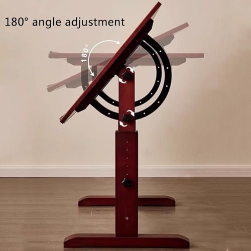 oiakus Wood Drafting Table with Tilting Enlarge Tabletop and T-Square Ruler
