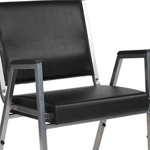 EMMA + OLIVER 4 Pack Black Antimicrobial Vinyl Bariatric Medical Reception Arm Chair