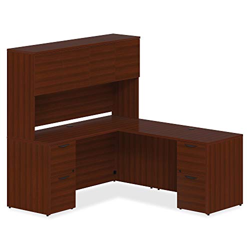Lorell Mahogany Left Return Desk, 42"x24"x29