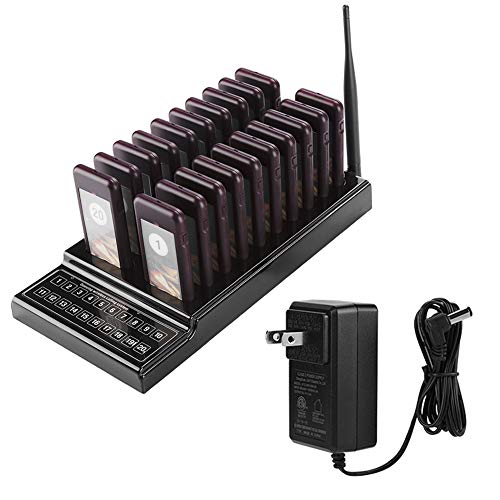 Zerone Wireless Calling System with 20 Pagers & Charging Dock