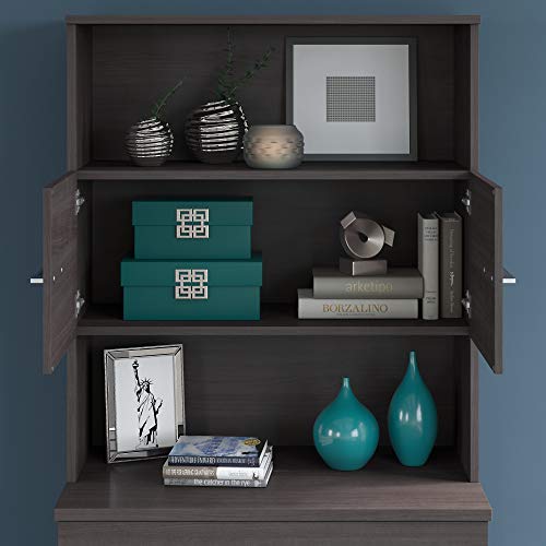 Bush Business Furniture Office 500 Lateral File Cabinet with Hutch, 36W, Storm Gray