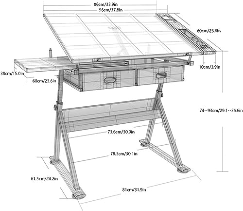 OGRAFF Drafting Table with Adjustable Height for Art Design - Artist Table