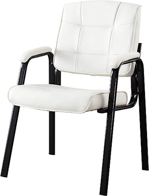 Naomi Home Mindy Office Guest Chair Set of 8 - Luxurious Leather Executive Chairs Set for Reception, Conference, Lobby - White