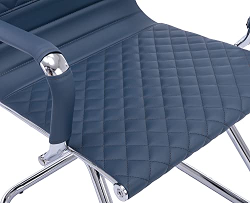 VESCASA Office Guest Chairs with Rhombic Grid Design Back, Set of 8 - Navy Blue