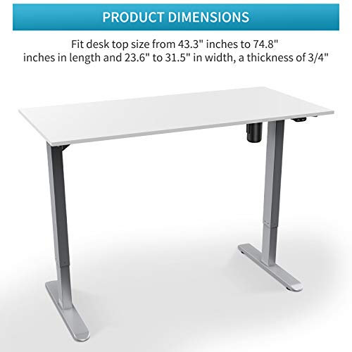 Wistopht Electric Standing Desk Frame，Single Motor Height Adjustable Sit Stand Standing Desk Base Workstation with Memory Preset LED Handset Controller