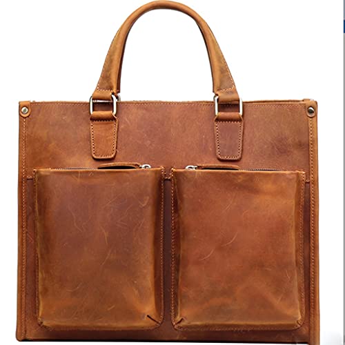 YLHXYPP Men Briefcase Laptop BagHigh Capacity Computer Bag Male BriefcaseMen Bag Work Tote (Color : Brown, Size : 30x38cm)