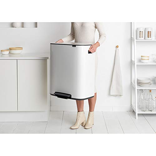 Brabantia Bo Large Step On Trash Can, White,211300