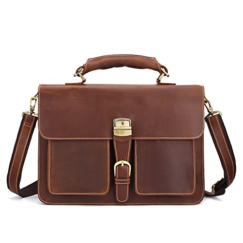 XZJJZ Retro Men's Large Capacity Briefcase Laptop Bag Messenger Bag Business Travel Bag (Color : A, Size : 40 * 15 * 30cm)