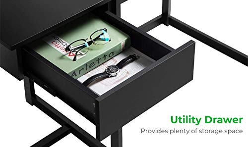 GreenForest L Shaped Desk and Computer Desk Bundle, Industrial Gaming Writing Desk Home Office Furniture Set, Black