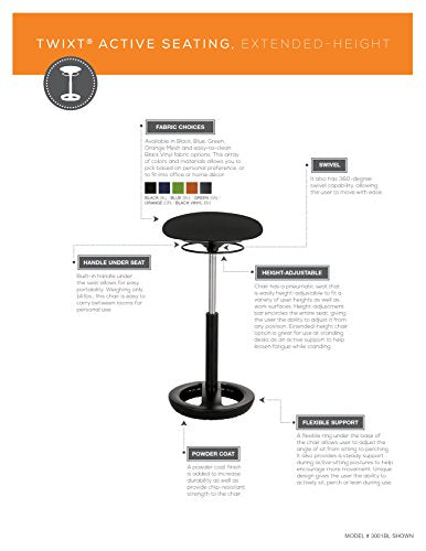 Safco Products 3001BL Twixt Active Seating, Black