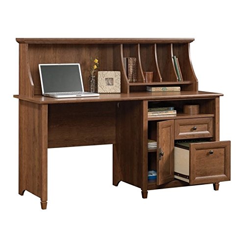 Sauder 419401 Edge Water Computer Desk With Hutch, L: 59.06" x W: 23.31" x H: 46.42", Auburn Cherry finish