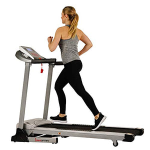Sunny Health & Fitness Electric Folding Treadmill with Auto Incline, LCD and Pulse Monitor, Speakers, Shock Absorb, 285 LB Max Weight and Body Fat Calculator - SF-T7873,Gray