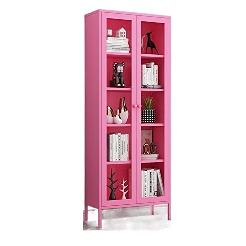 Double Cabinet Door Storage Bookshelf with Glass Door Bookcase - Living Room Study Office Bookshelf/Bookcase (Color: 1) (E)