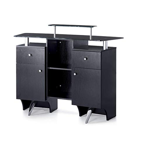 DERMALOGIC Glasglow I Reception Desk with Glass Top, Black 50" L x 19" W