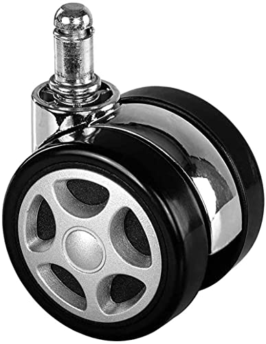 Furniture Casters Set of 5 - Swivel Chair Wheels for Carpet & Hardwood