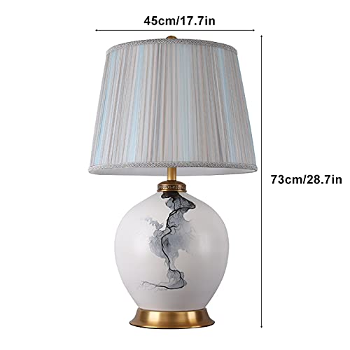 EARSHOT Chinese Style Desk Lamp with Fabric Lampshade, 28.7" H White Table Lamp