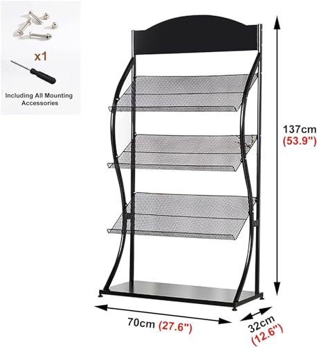 EkiDaz Magazine Rack Floor Standing Metal Display Stand - Black