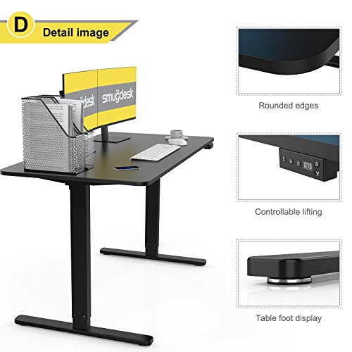 Electric Standing Desk Height Adjustable Desk, 48 x 24 Inches Computer Desk for Workstation Home Office Table Sit Stand Desk with Splice Board/Black Frame