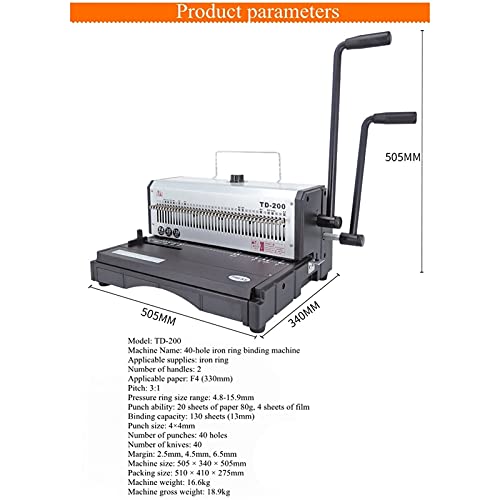Heavy Duty Bookbinding Machine 40 Hole Iron Ring Manual Punching Machine 33cm - Round and Square Hole