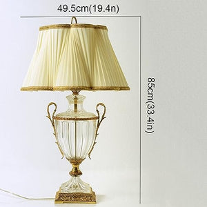 EARSHOT Crystal Glass Table Lamp with Fabric Lampshade - Living Room and Bedroom Decorative Night Light