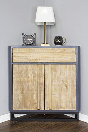 Heather Ann Creations W191126-GWW Nova Modern Rustic 2 Door Corner Cabinet with Top Shelf, 32" Gray