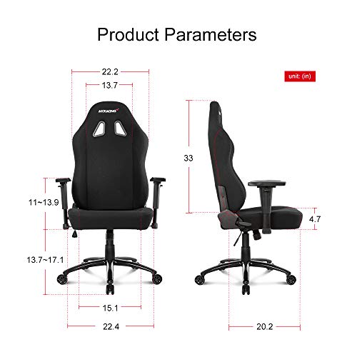 AKRacing Office Series Opal Ergonomic Fabric Computer Chair with High Backrest, Recliner, Swivel, Tilt, Rocker and Seat Height Adjustment Mechanisms with 5/10 warranty - Black