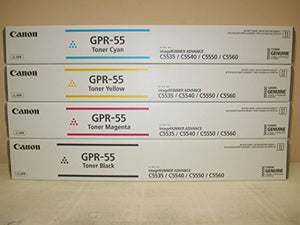 GENUINE CANON GPR-55 BLACK CYAN MAGENTA YELLOW TONER SET for use in the Canon imageRUNNER ADVANCE C5535i / C5540i / C5550i and C5560i
