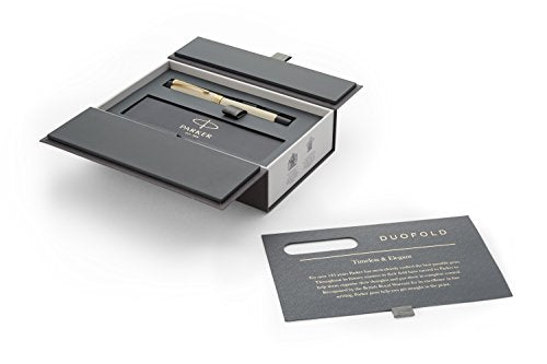 PARKER Duofold Centennial Fountain Pen, Classic Ivory & Black, Medium Solid Gold Nib, Black Ink and Convertor (1931392)