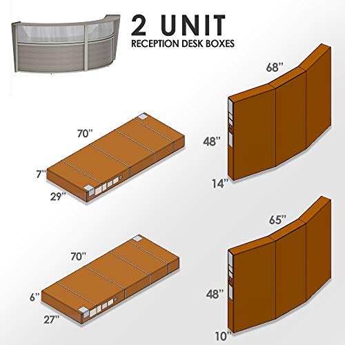 Linea Italia Curved Reception Desk, Double Unit, Clear Panel, Ash Laminate, Modern Office Lobby, Perfect for Small Spaces, Receptionist, Secretary