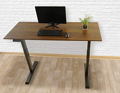 TechOrbits Electric Standing Desk Frame 60 x 24 Inch Tabletop - Motorized Workstation Two Leg Stand Up Desk with Memory Settings and Telescopic Sit Stand Height Adjustment (Black Frame/Wood Top)